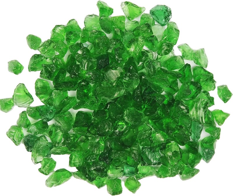 LUSTERING High Luster Crushed Glass Glitter, 6-9mm Fire Glass, Broken Glass, Glass Chips for Fire Pit Crafts DIY Epoxy Resin Art, Geode Painting, Vase Filler, Aquarium Garden Deco,330g (Light Green) - Image 1